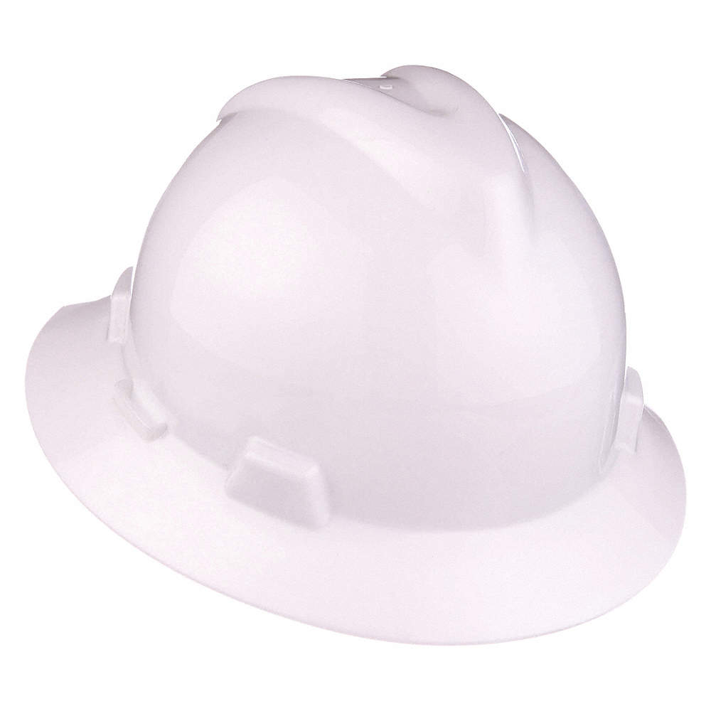 Msa Full Brim V Gard Helmet With Fas Trac Ratchet Susp White Safetysam