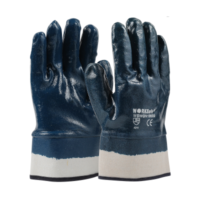 WORKSAFE SOLVOTRIL NITRILE GLOVES, JERSEY COTTON (SAFETY CUFF) SIZE 9