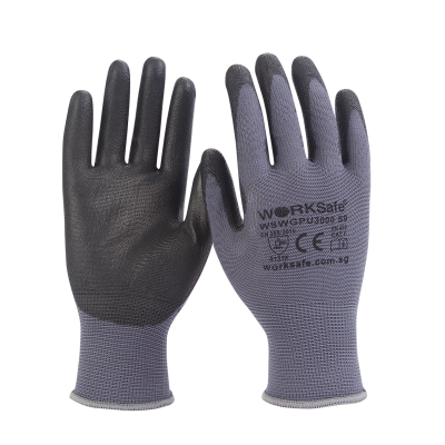 WORKSafe PU3000 Cut 1 Safety Gloves, Basic Protective Work Gloves, SIZE 8