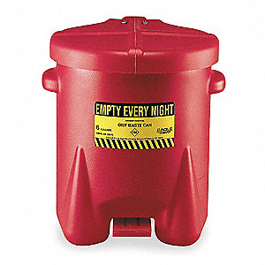 EAGLE 10 GAL POLY OILY WASTE CAN, RED