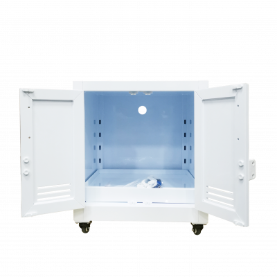 PP CABINET FOR ACID & CORROSIVE, 13 GAL SEPARATE POLY TRAY WITH SECONDARY SUMP SZ 640X600X550
