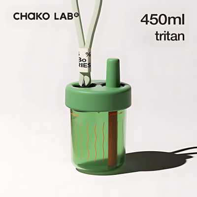 CHAKOLAB 450ML BOBO STRAW CUP ROUND GREEN 881911