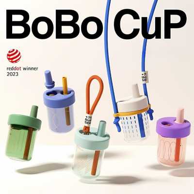 CHAKOLAB 450ML BOBO STRAW CUP ROUND GREEN/ORANGE