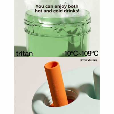 CHAKOLAB 450ML BOBO STRAW CUP ROUND GREEN/ORANGE