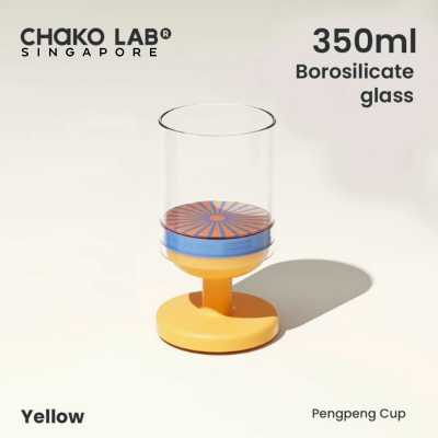 CHAKOLAB 350ML PENG PENG GLASS CUP YELLOW/BLUE 886206