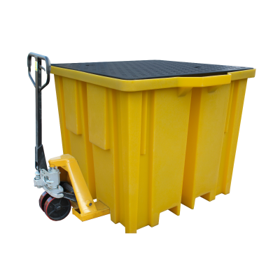 ROMOLD BUND PALLET WITH 4 WAY ENTRY FOR 1 X 1000LTR IBC, 1150LTR BUND, YELLOW