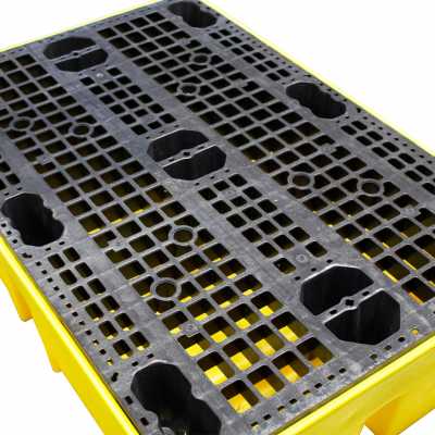 ROMOLD BUND PALLET, 2 X 205LTR DRUMS, 240LTR BUND, YELLOW