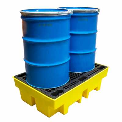 ROMOLD BUND PALLET, 2 X 205LTR DRUMS, 240LTR BUND, YELLOW