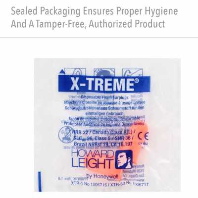 Howard Leight X-Treme Ear Plugs Uncorded In Poly Bag, Nrr 32 (200Prs/Box, 10Box/Cse)