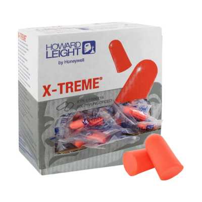 HOWARD LEIGHT X-TREME EAR PLUGS UNCORDED IN POLY BAG, NRR 32 (200PRS/BOX, 10BOX/CSE)