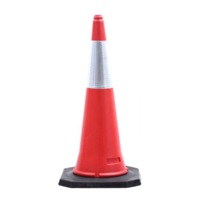 75CM SAFETY TRAFFIC CONE WITH ONE REFLECTIVE SLEEVE (HEAVY BLACK RUBBER BASE)