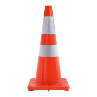 70CM UNBREAKABLE SAFETY TRAFFIC CONE WITH TWO REFLECTIVE SLEEVES