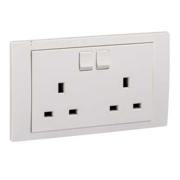 SCHNEIDER ELECTRIC SWITCHED SOCKET, VIVACE, 13A, 250V, 2 GANG, WHITE