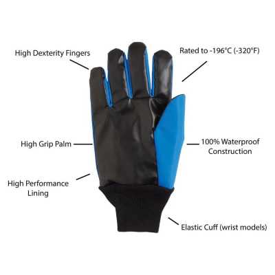 Tempshield Waterproof Cryo-Grip Cold Resistant Gloves, Mid-Arm, Size S