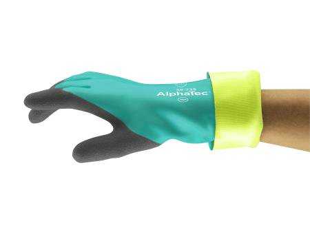 ANSELL ALPHATEC CHEMICAL & CUT RESISTANT GLOVES, NITRILE GRIP, SZ 10